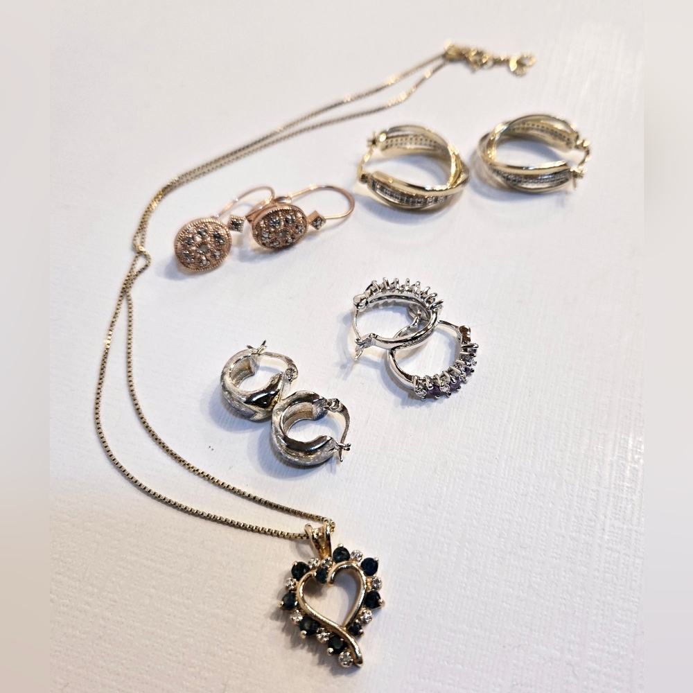 Lot of jewelry! Sterling silver and vermeil. Earrings and necklace!